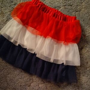 Red, White, and Blue Layered Tulle Skirt Girls 4T 5T